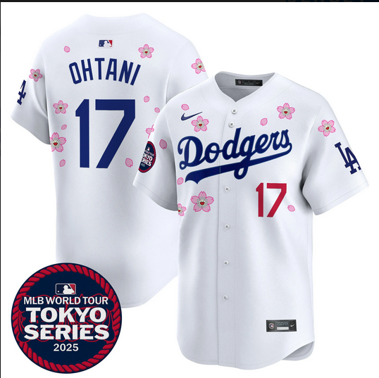 Men Los Angeles Dodgers #17 Ohtani Tokyo Series 2025 white Limited Stitched Jersey style 2